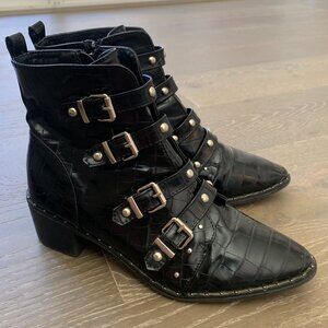Black Alligator Ankle Boots